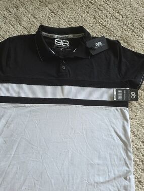 Black and White Block Polo Shirt